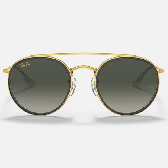 Ray-Ban Round Double Bridge Sunglasses  RB3647N | Gold + Black & G-15 green - Picture 1 of 9